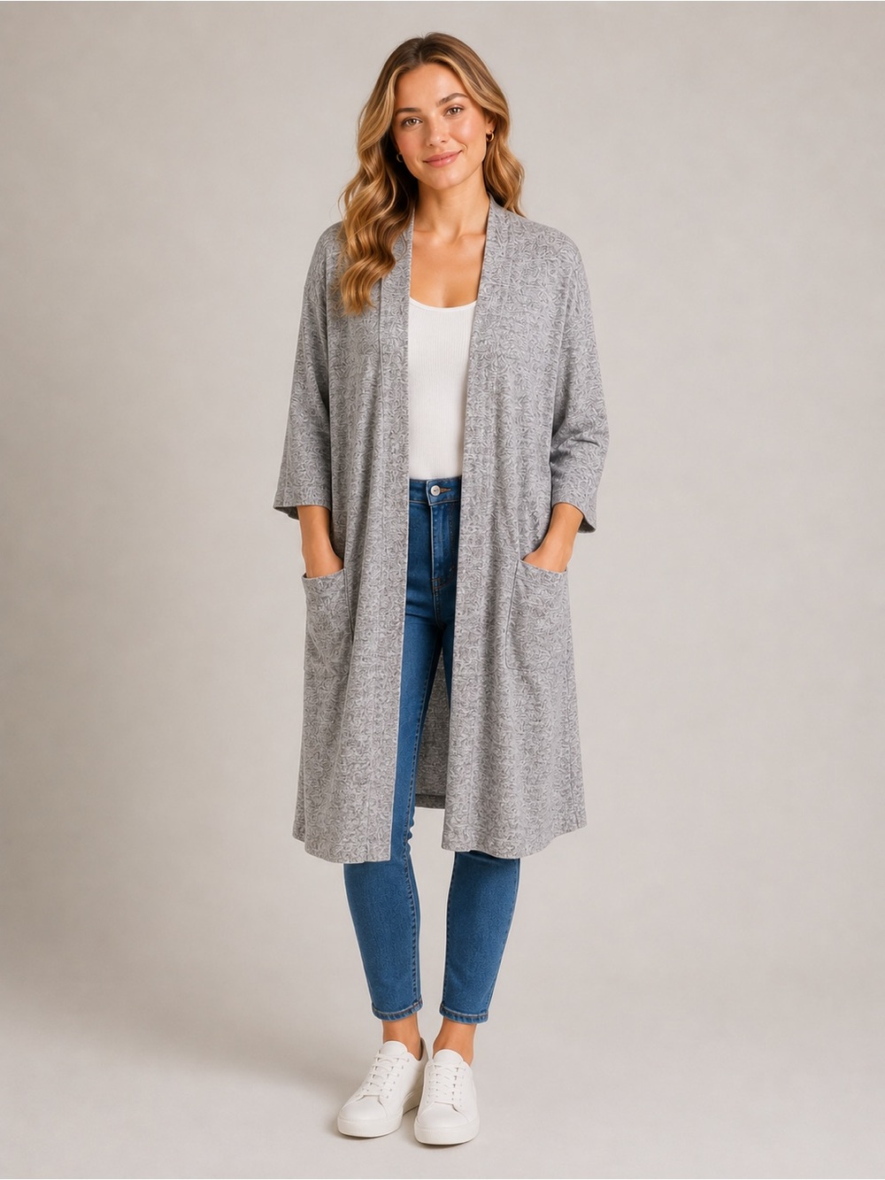 Aritzia Wilfred Free Grey Oversized Cardigan XXS Open Front Cozy Knit Sweater